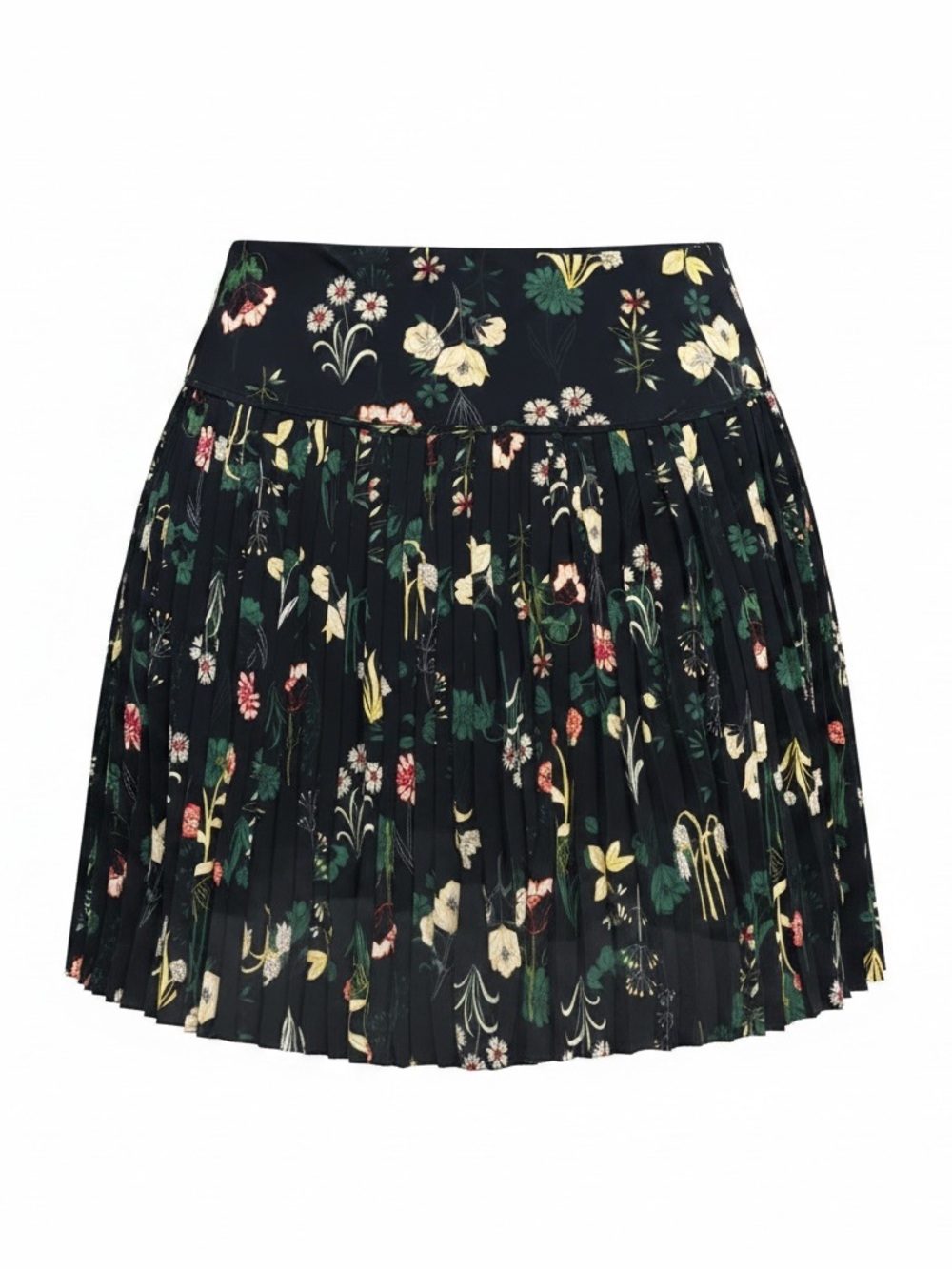 Ann Taylor Loft Pleated Floral Navy Mini Skirt Size 4 Spins Skirt Boho Fun Beach